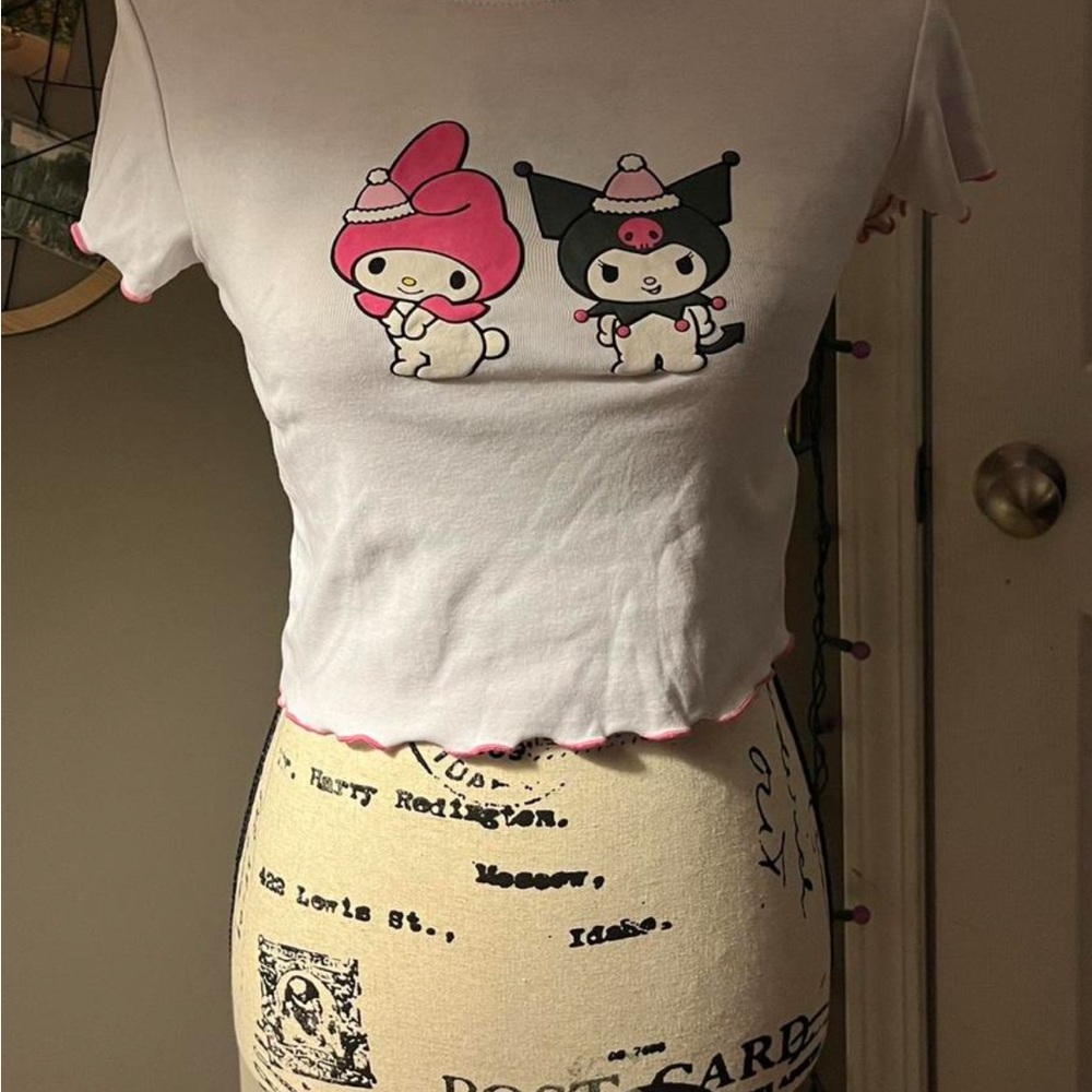 Hello Kitty Pink and White Lace Top